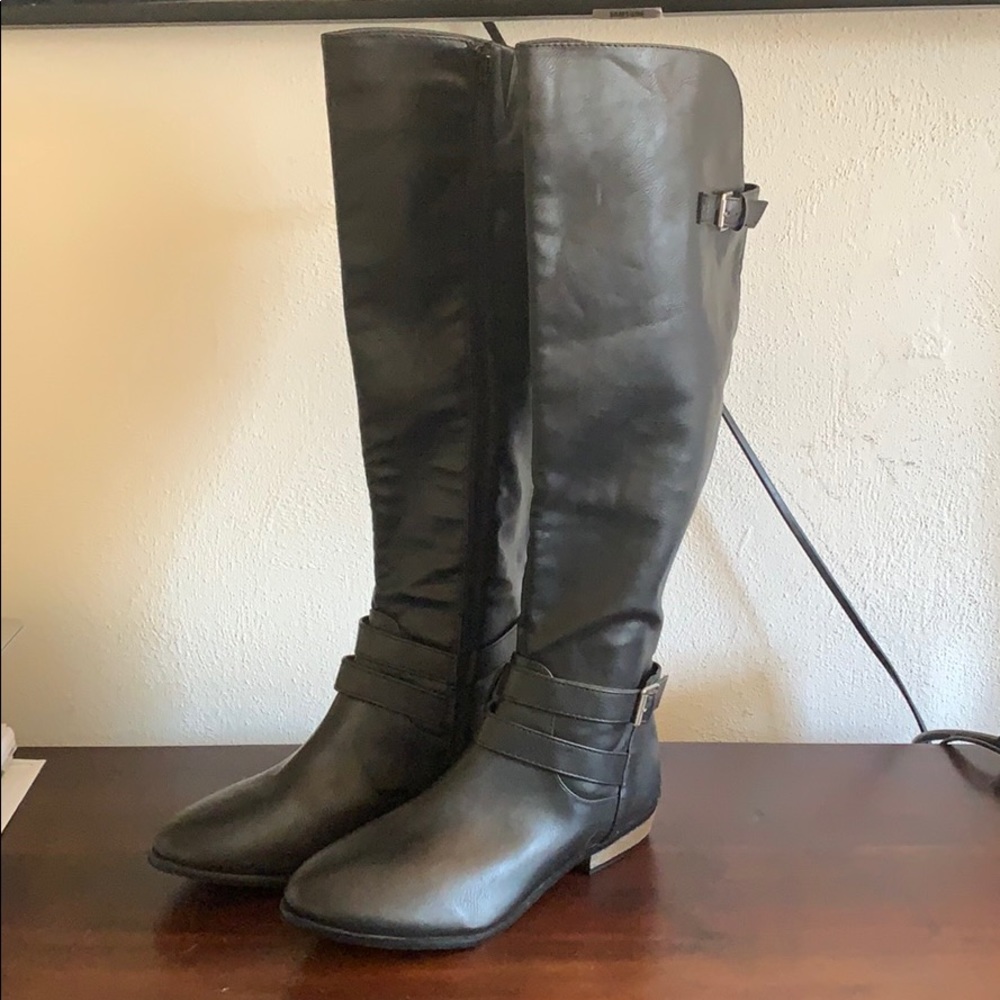 Vegan leather knee high boots